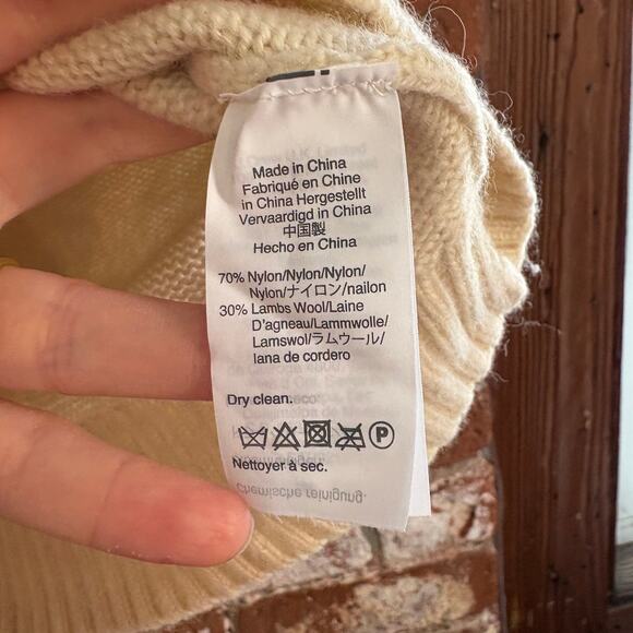 J. Crew Crewneck Sweater with Jeweled Buttons in Natural Ivory Sz M Lambswool - Picture 4 of 9